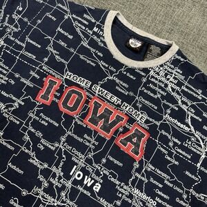 State Of Mine T Shirt Men's L Iowa Midwest Road Map Interstate All Over Print